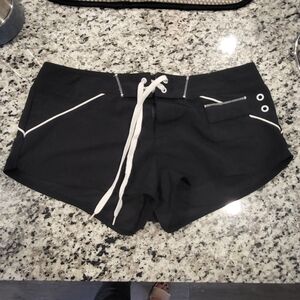 No Boundaries Black Athletic Shorts with White Trim